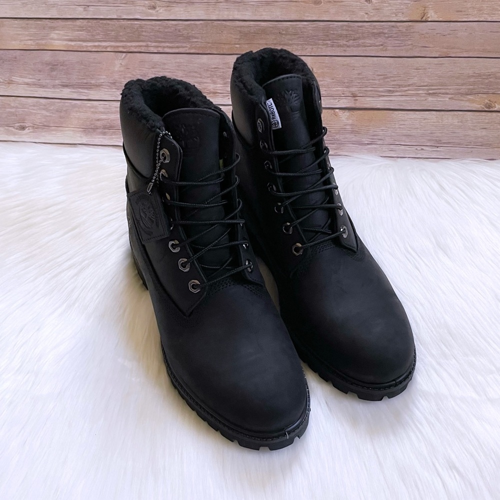 Timberland Men’s Premium 6 Inch Waterproof Warm-Lined Black Boots - Picture 5 of 7